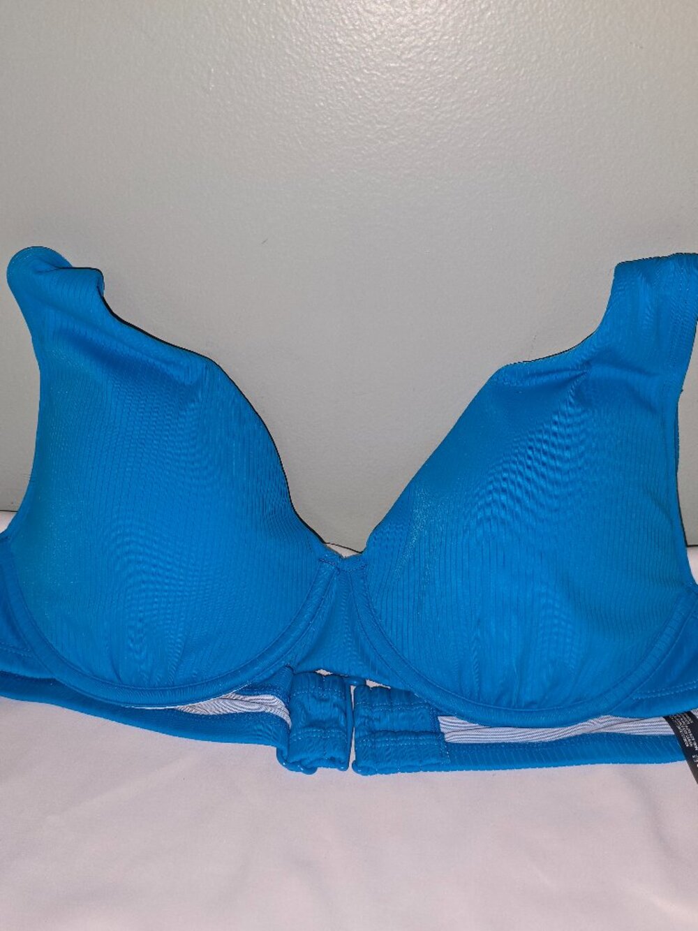 Torrid Push-up Low Coverage Rib Underwire Bikini Top in Blue, Size 00-D/DD